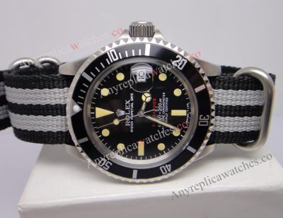 Rolex Vintage Submariner Replica Watch Nylon Strap Black Face